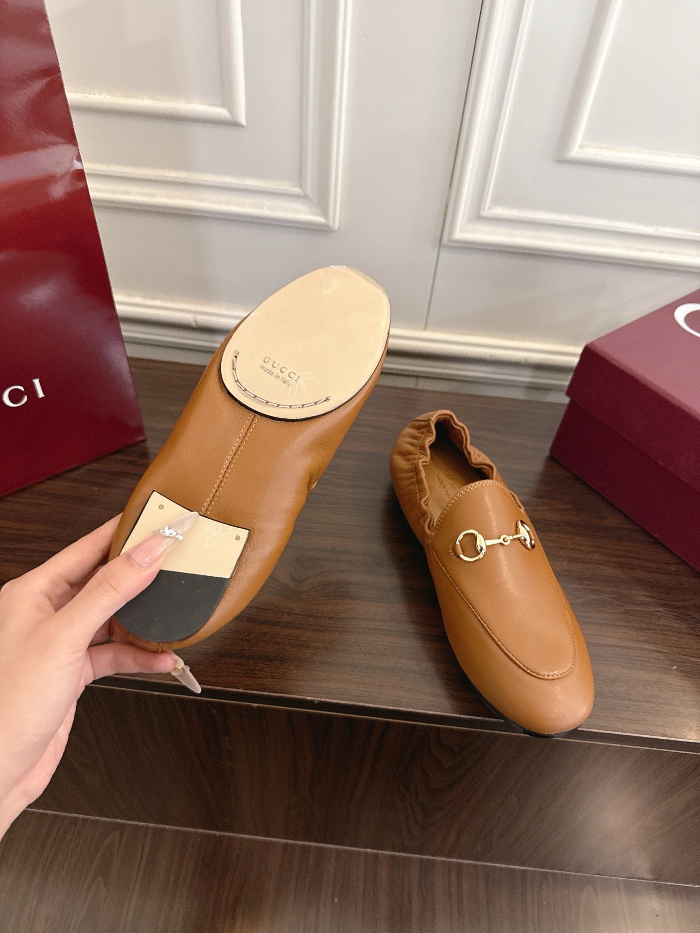 GG 26SS Loafers Camel Brown Calfskin 645950
