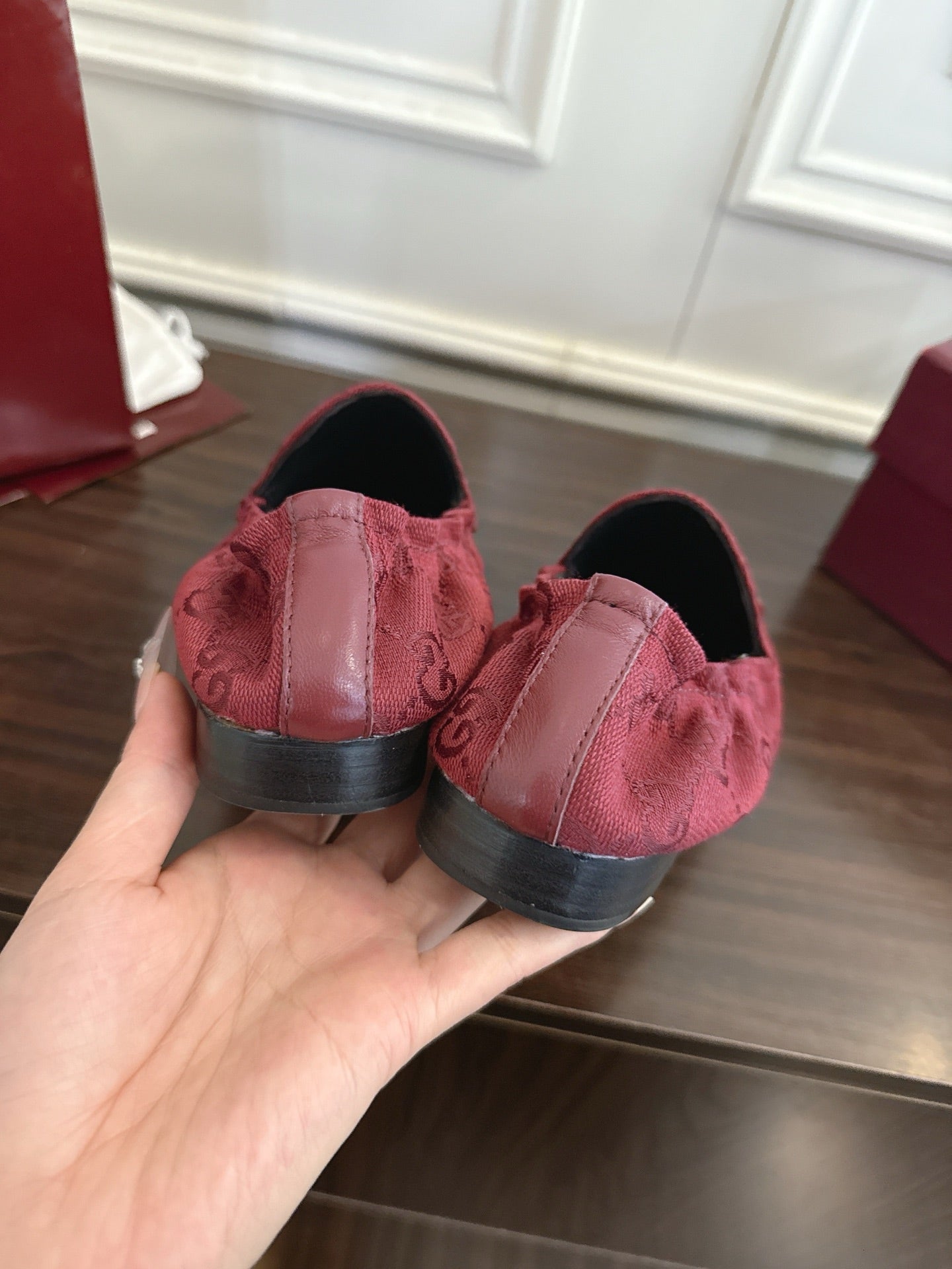 GG 26SS Loafers Burgundy Monogram Canvas Leather 645955