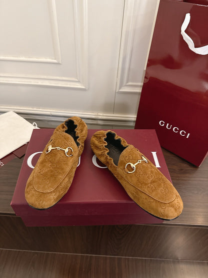 GG 26SS Loafers Brown Monogram Suede Leather 645959