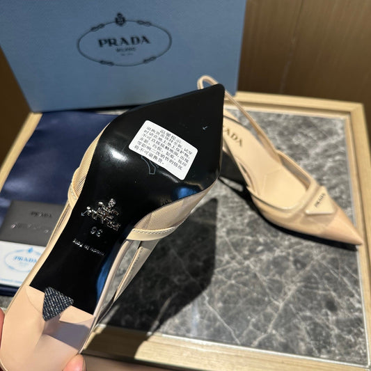 Prada 2026 Slingback Beige Mesh Leather 462842