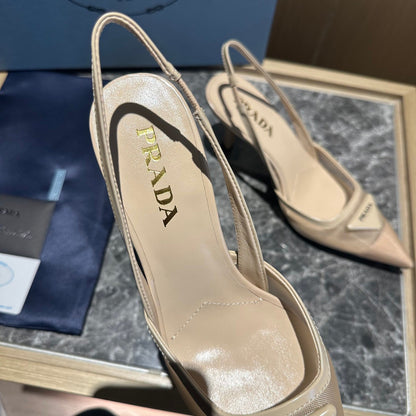 Prada 2026 Slingback Beige Mesh Leather 462842