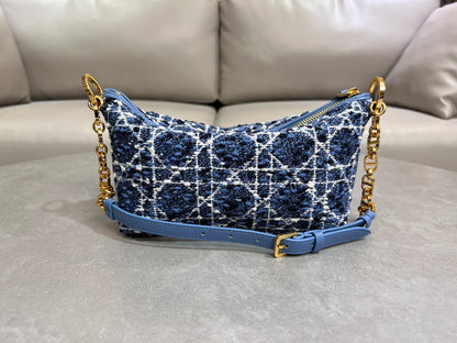 Dior 2026 Star Hobo Bag With Chain 28.5cm Tweed Leather