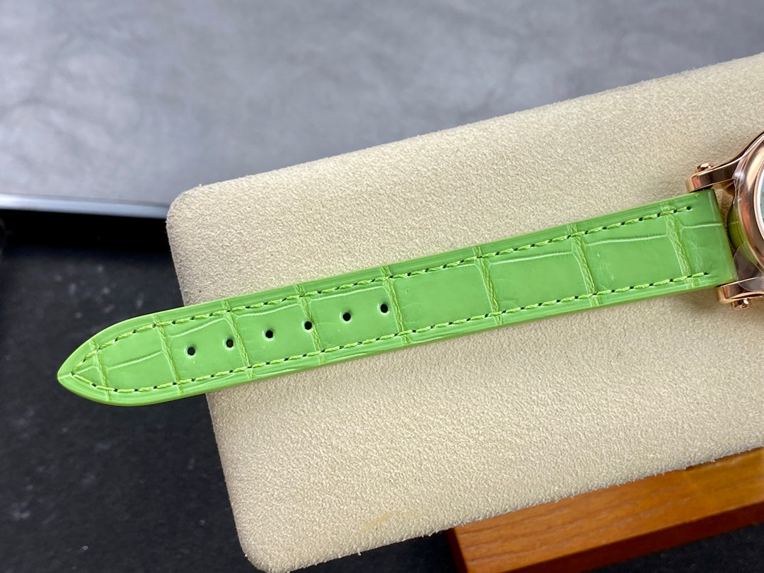 Happy Diamonds 30mm Pink Gold Green Dial
