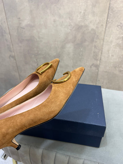 CD 26 High-Heeled 40 Pumps Tan Suede 594581