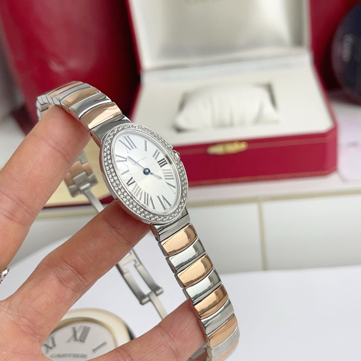 Baignoire 23mm Tow-Tone Pink Gold Double Row Diamond Bezel