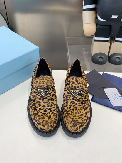 PRA 26S Platform Loafers Black Brown Leopard Leather 628562