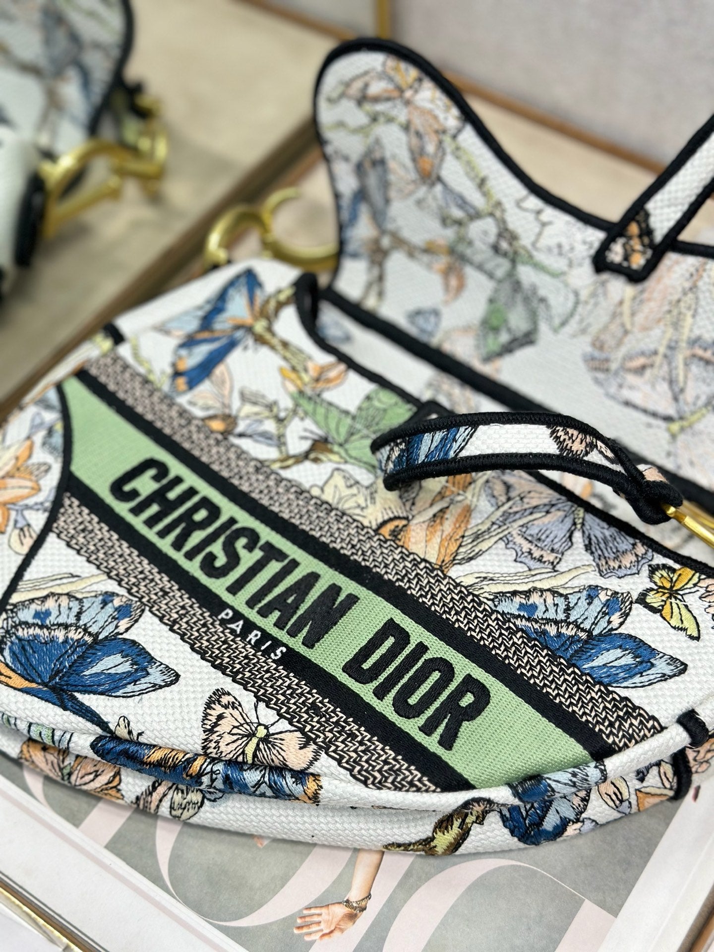 Dior 2026 Colorful Butterfly Saddle Bag 25.5cm Canvas 289474
