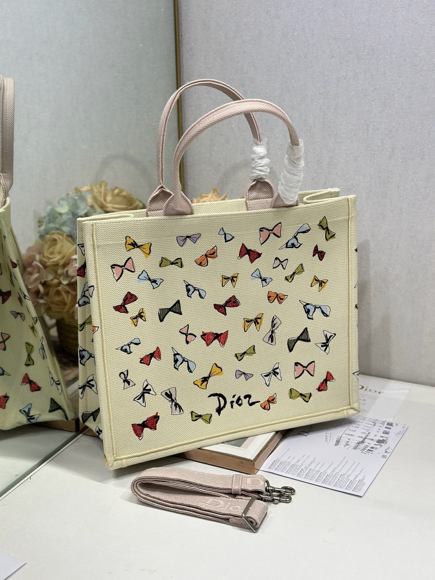 Dior 2026 Multicolor Bow Book Tote Bag Canvas 289511