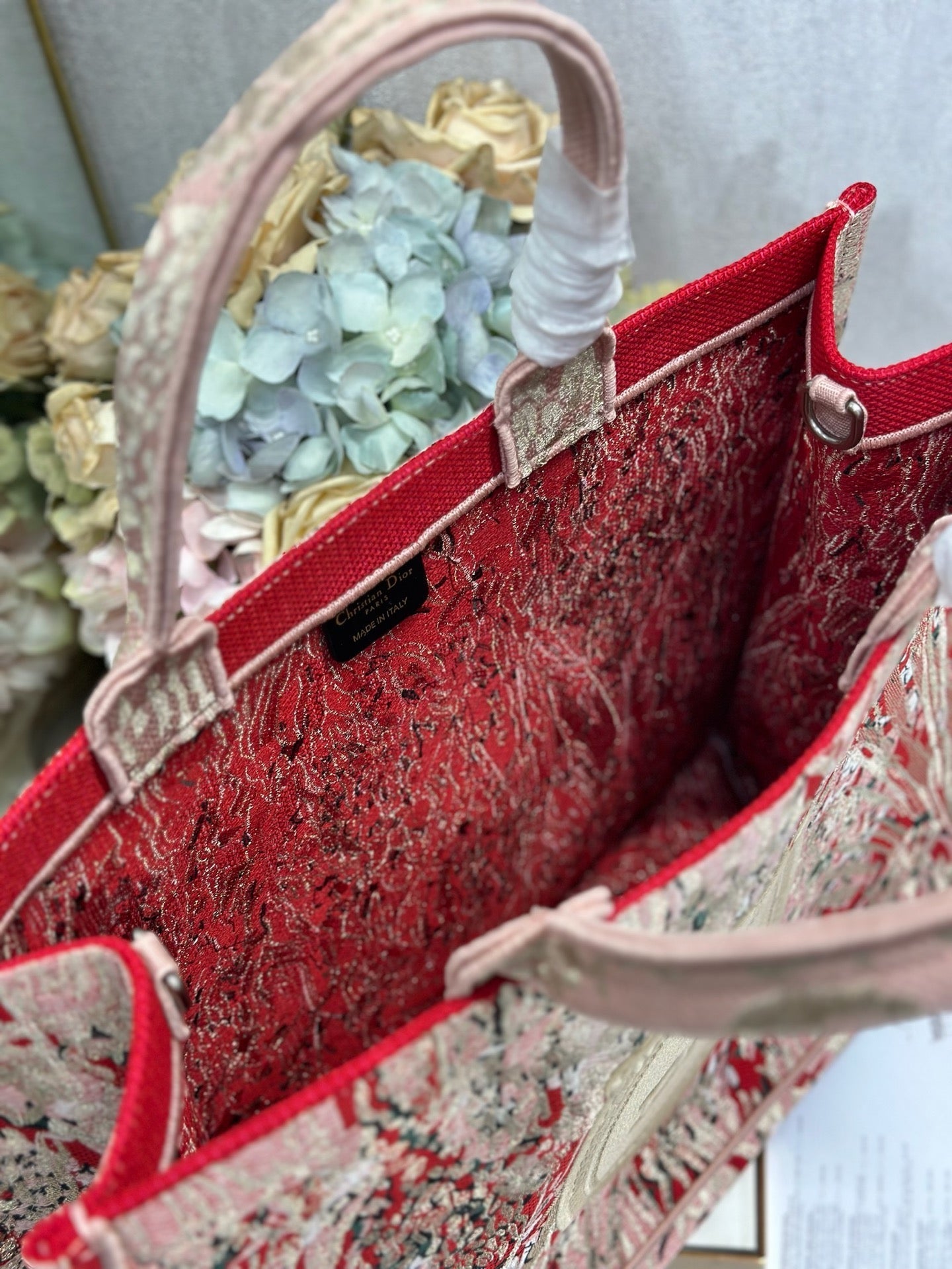 Dior 2026 Book Tote Bag Red mix colors Canvas 289525