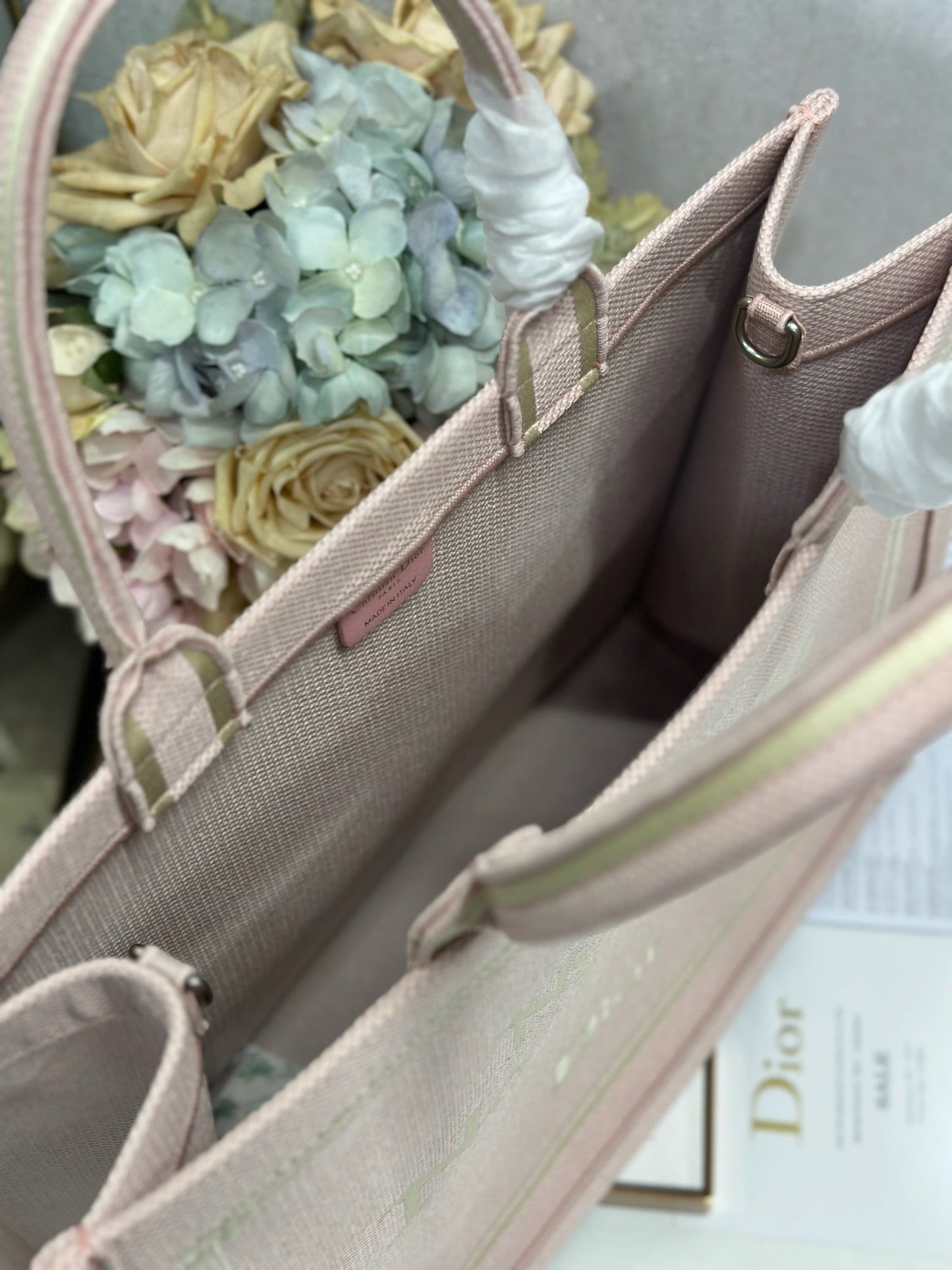 Dior 2026 "No Dior No Dietrich" Book Tote Bag Pink Canvas 290886