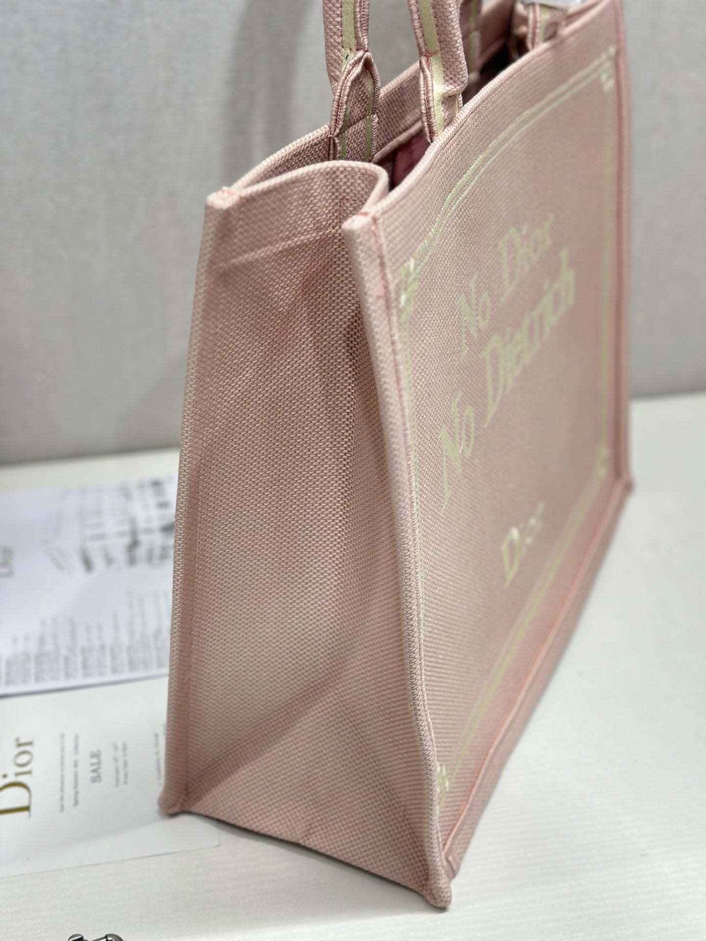 Dior 2026 "No Dior No Dietrich" Book Tote Bag Pink Canvas 290886