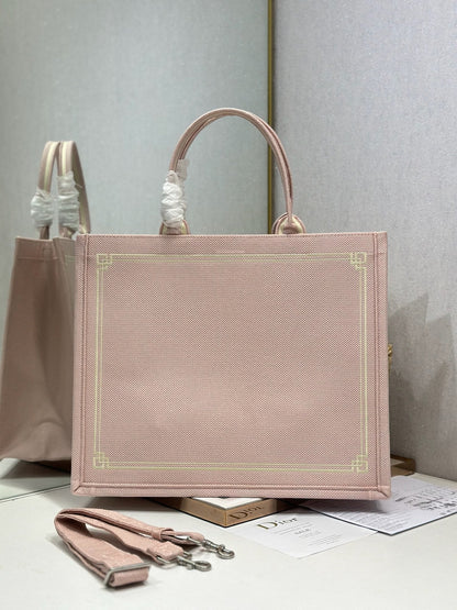 Dior 2026 "No Dior No Dietrich" Book Tote Bag Pink Canvas 290886
