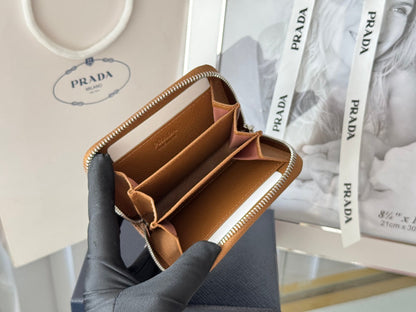 Prada 2026 Cardholder Zipper Bag 10cm Calfskin