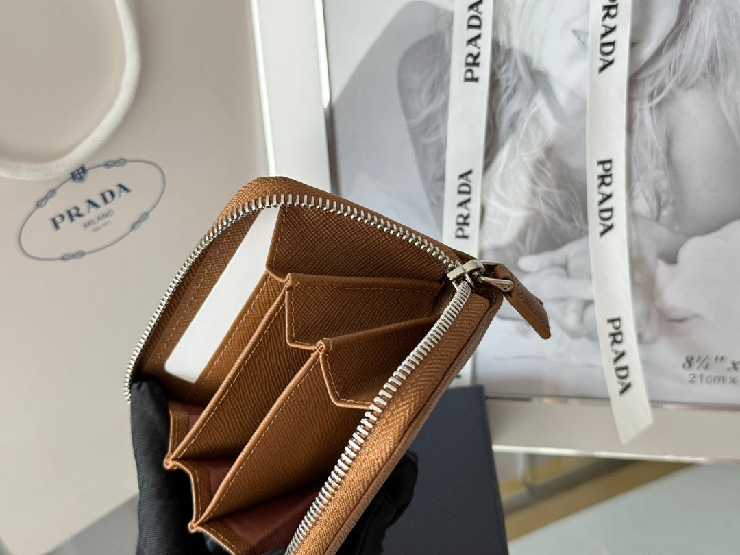 Prada 2026 Cardholder Zipper Bag 10cm Calfskin