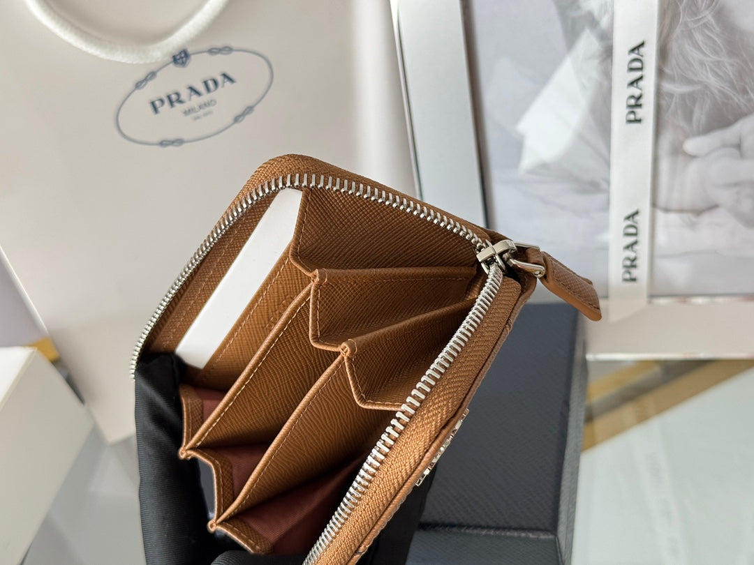 Prada 2026 Cardholder Zipper Bag 10cm Calfskin