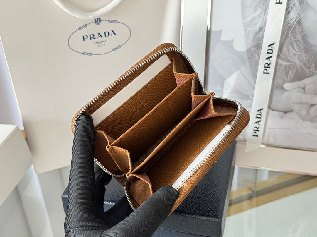Prada 2026 Cardholder Zipper Bag 10cm Calfskin