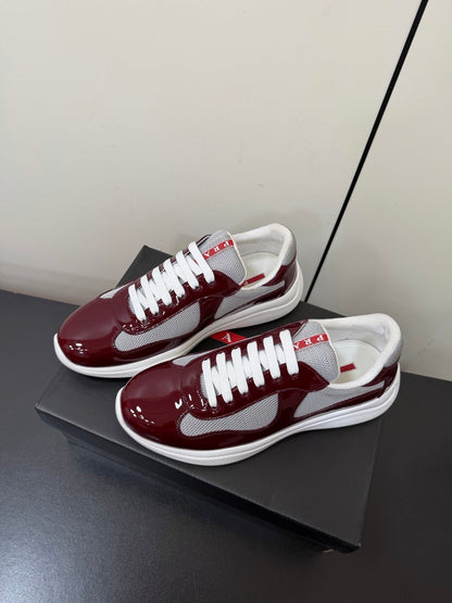 PRA 26S Casual Sneakers Burgundy Gray Patent Leather 618919