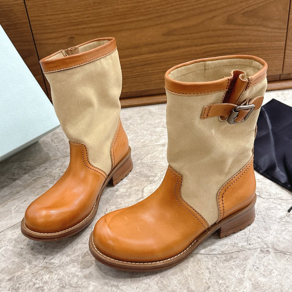 Prada 2026 Boot Canvas Leather 858061