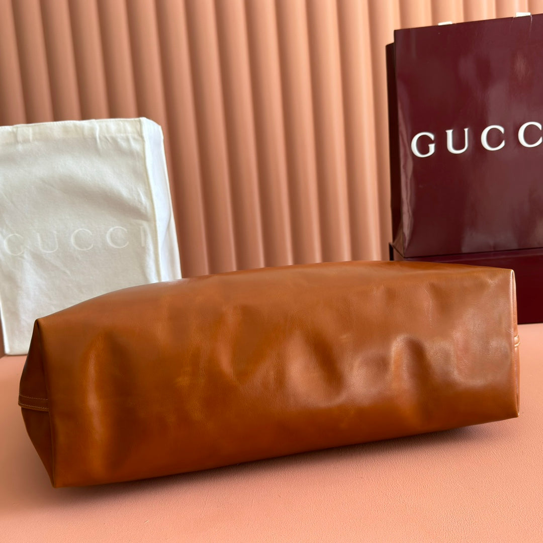 Gucci 2026 Giglio Large Tote Bag 60cm Brown Leather
