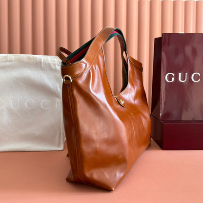 Gucci 2026 Giglio Large Tote Bag 60cm Brown Leather