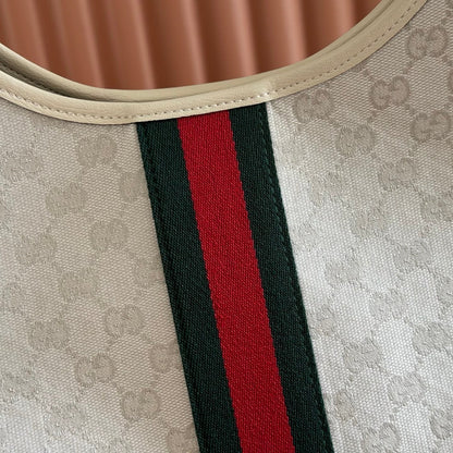 Gucci Giglio Large Tote Bag 60cm White Canvas Leather