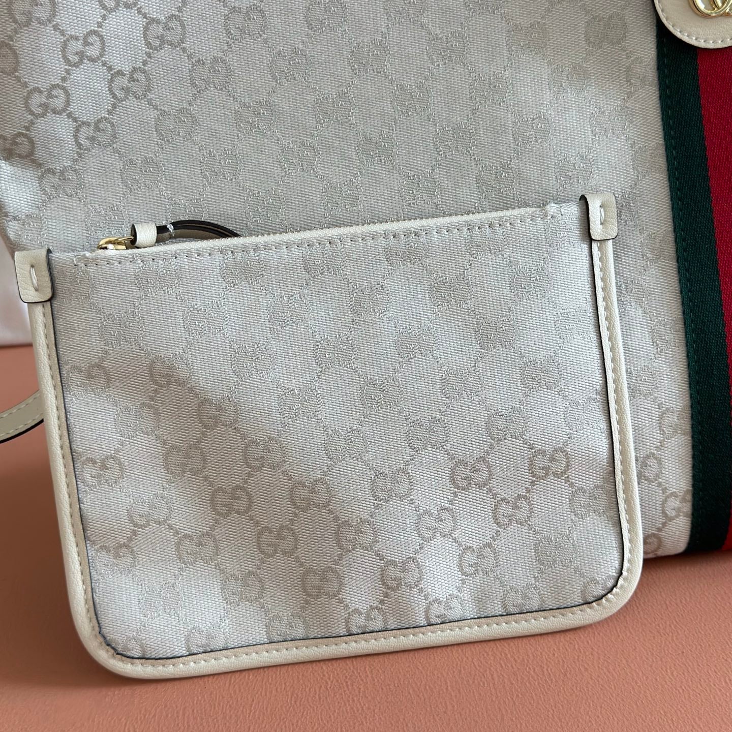 Gucci Giglio Large Tote Bag 60cm White Canvas Leather