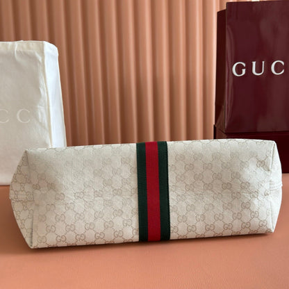 Gucci Giglio Large Tote Bag 60cm White Canvas Leather