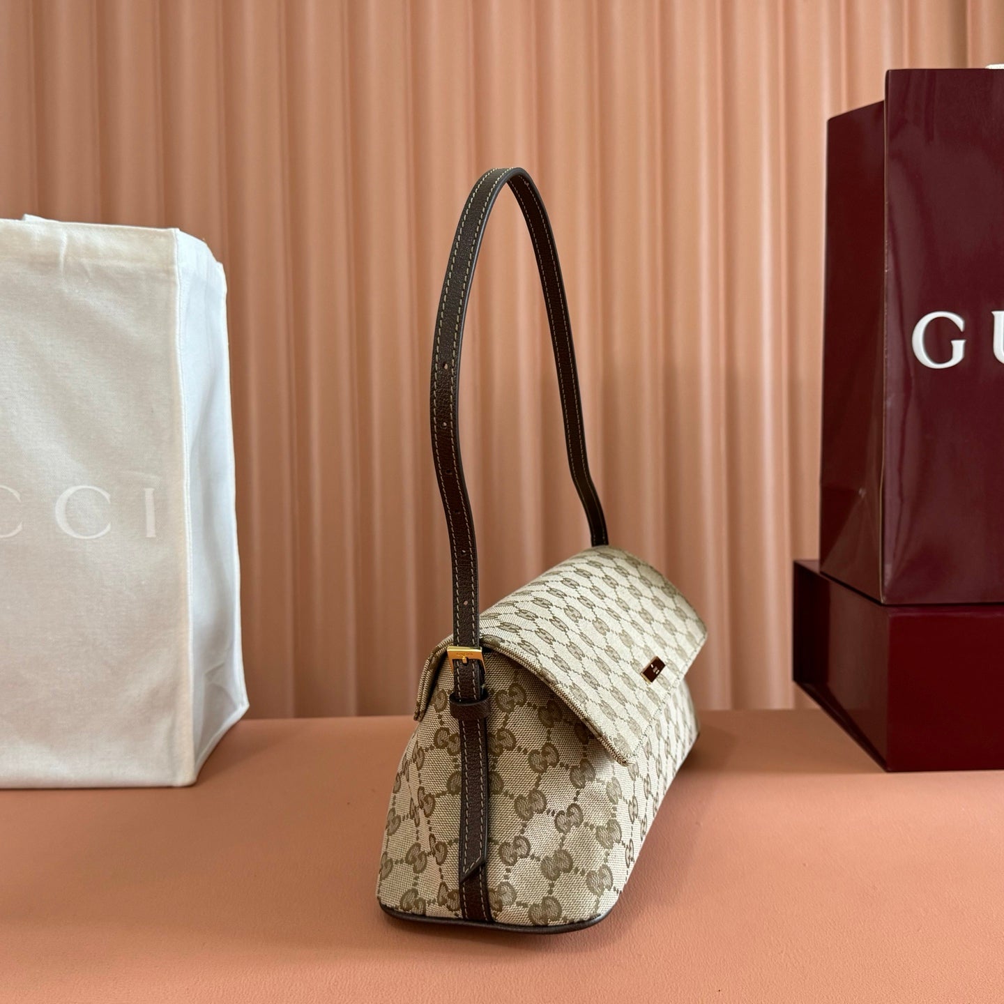 Gucci 2026 Madison Bag 31cm Sand mix Brown Canvas Leather
