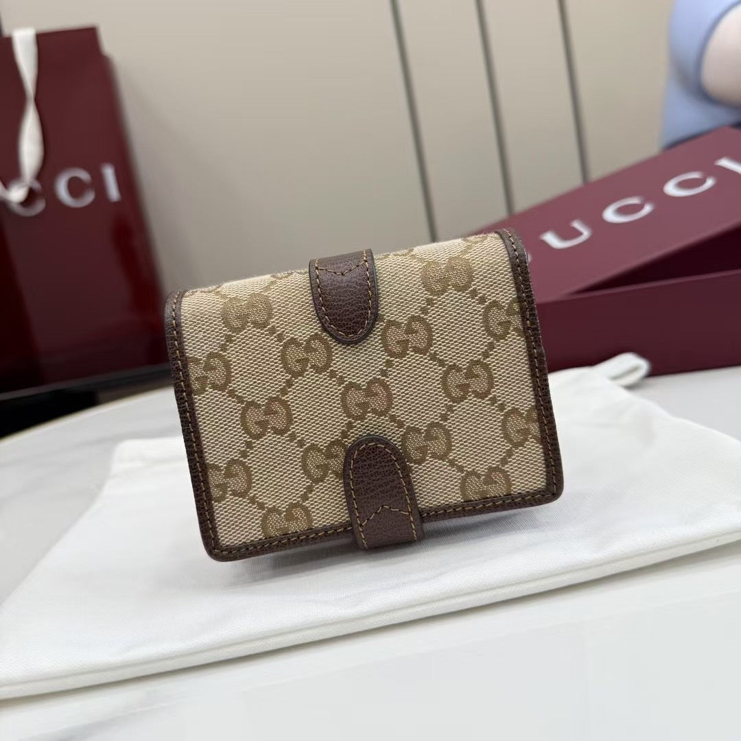 Gucci 2026 Jackie Wallet 11cm Brown Canvas Leather