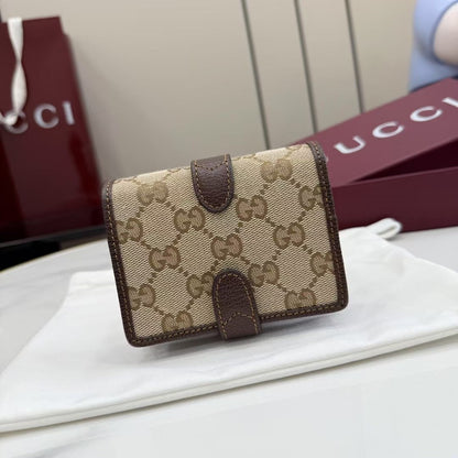 Gucci 2026 Jackie Wallet 11cm Brown Canvas Leather