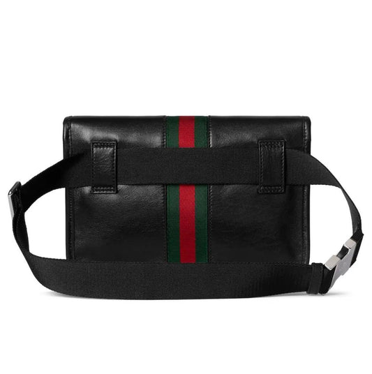 Gucci 2026 Web Trademark Bag 24cm Black Calfskin
