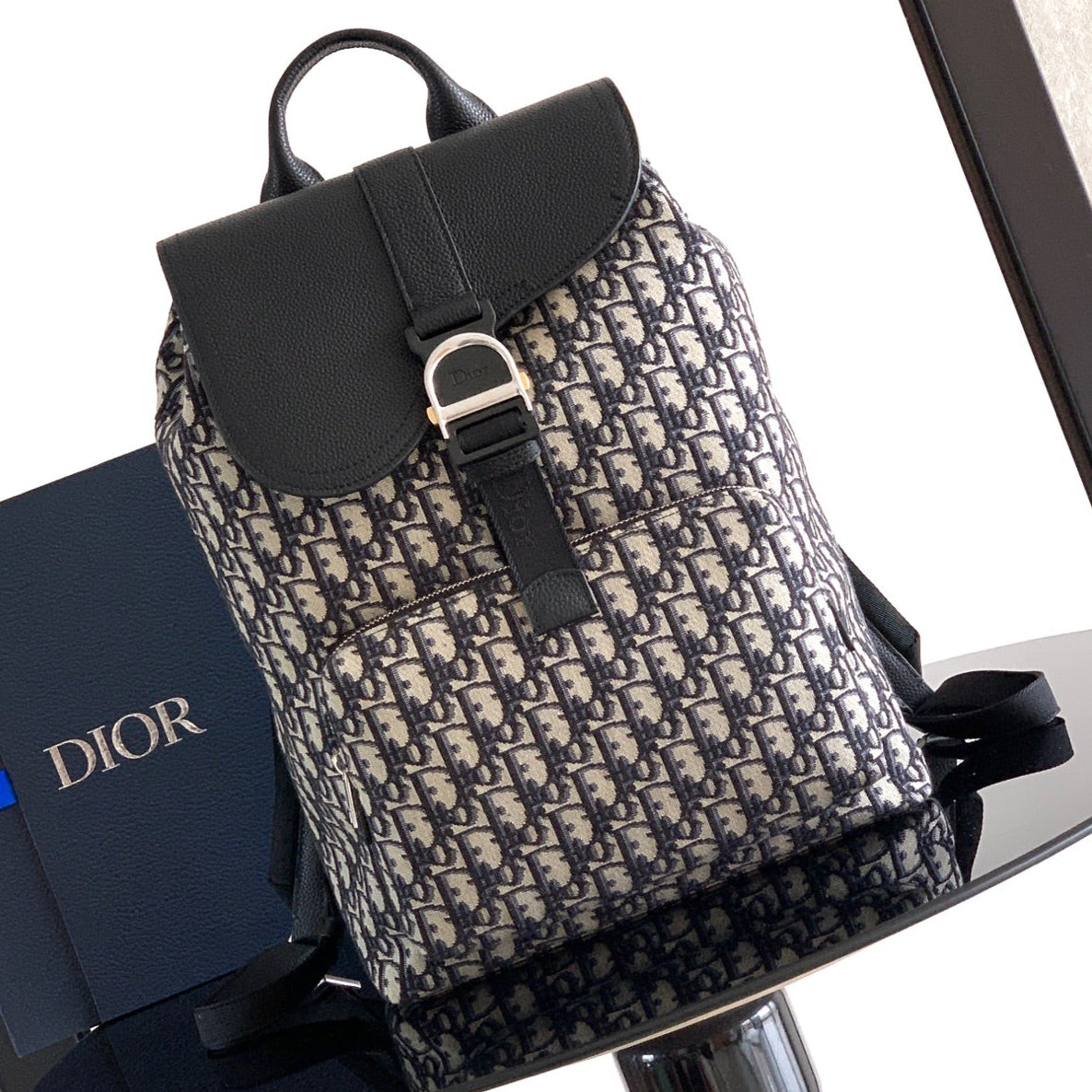 Dior 2026 Saddle Heritage Backpack With Flap 42cm Fabric Leather 355424