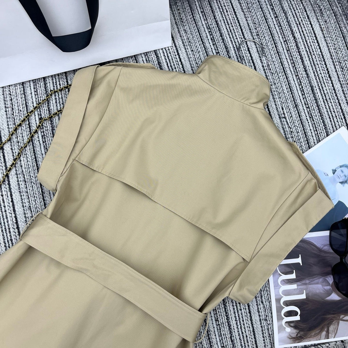 Loewe Sleeveless Stand-Collar Trench Coat Khahi Cotton