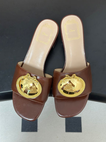 Dior 2026 D-Club Retro CD Letter Metal Buckle Sandals 45mm Leather 846977