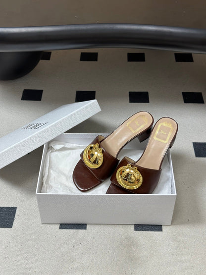 Dior 2026 D-Club Retro CD Letter Metal Buckle Sandals 45mm Leather 846977