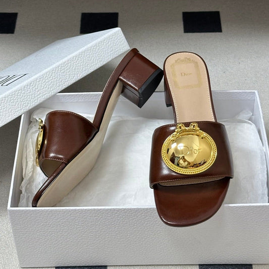 Dior 2026 D-Club Retro CD Letter Metal Buckle Sandals 45mm Leather 846977