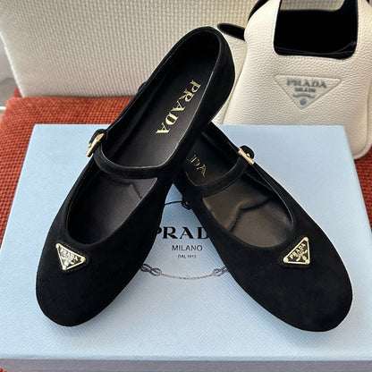 Prada 2026 Ballerinas Black Velvet 222094