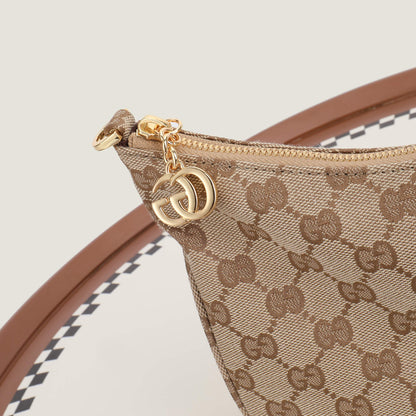 Gucci 2026 Lady Lunetta Chain Shoulder Bag Brown Canvas Leather