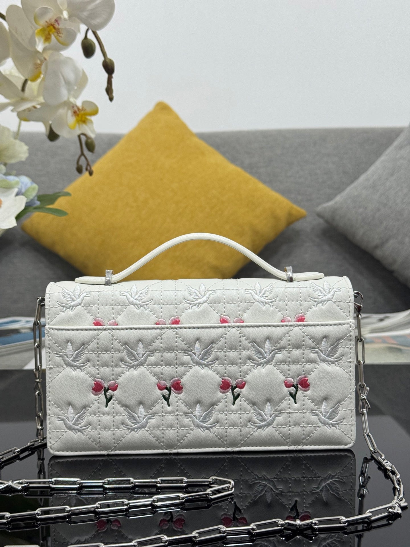 Dior 2026 Dioramour My Dior Bag 21cm White Lambskin 158285
