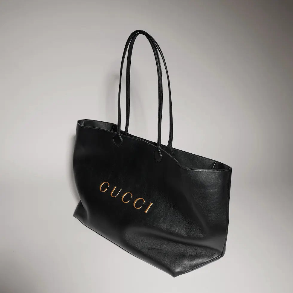 Gucci 2026 NY Large Tote Bag 42cm Black Canvas Leather