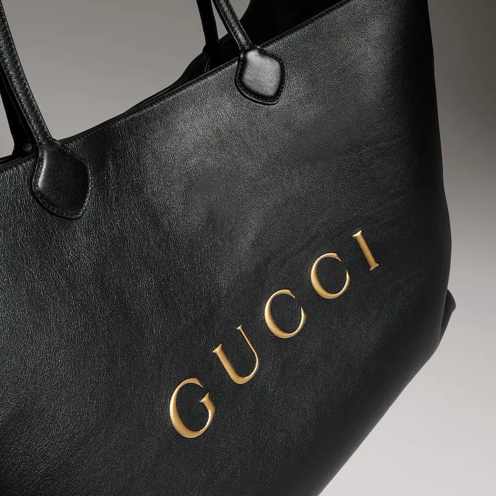 Gucci 2026 NY Large Tote Bag 42cm Black Canvas Leather