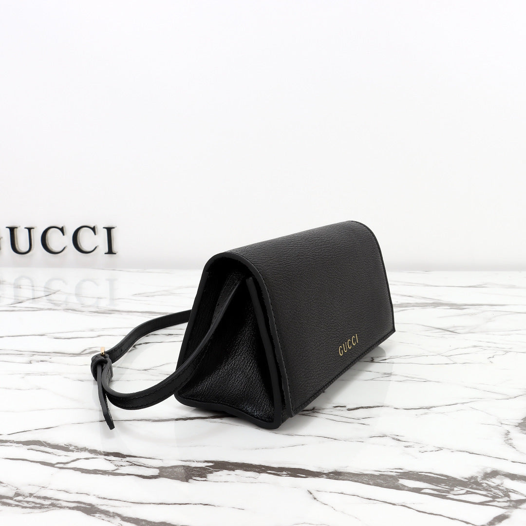 Gucci 2026 Wallet with Strap 19cm Black Calfskin