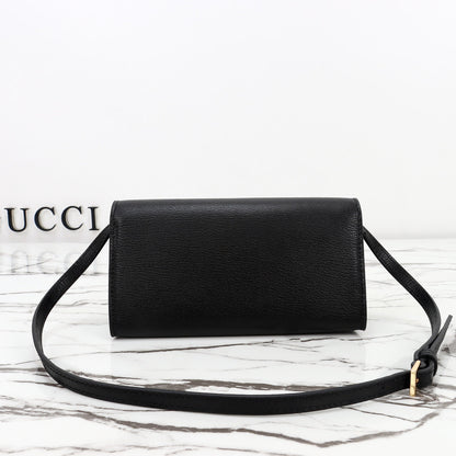Gucci 2026 Wallet with Strap 19cm Black Calfskin