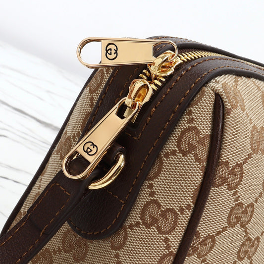 Gucci 2026 Horsebit Web Camera Bag 22cm Sand mix Brown Canvas Leather