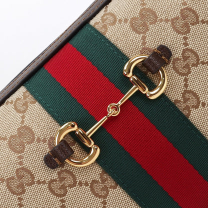 Gucci 2026 Horsebit Web Camera Bag 22cm Sand mix Brown Canvas Leather