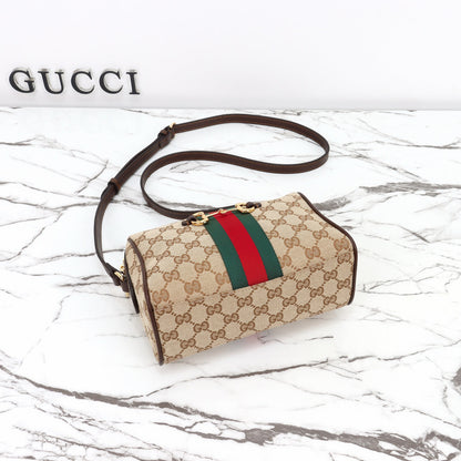 Gucci 2026 Horsebit Web Camera Bag 22cm Sand mix Brown Canvas Leather