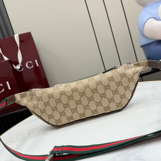 Gucci 2026 Flatpack Belt Bag 20cm Sand mix Brown Canvas Leather