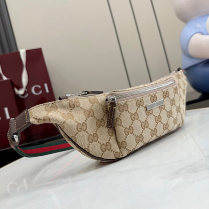 Gucci 2026 Flatpack Belt Bag 20cm Sand mix Brown Canvas Leather