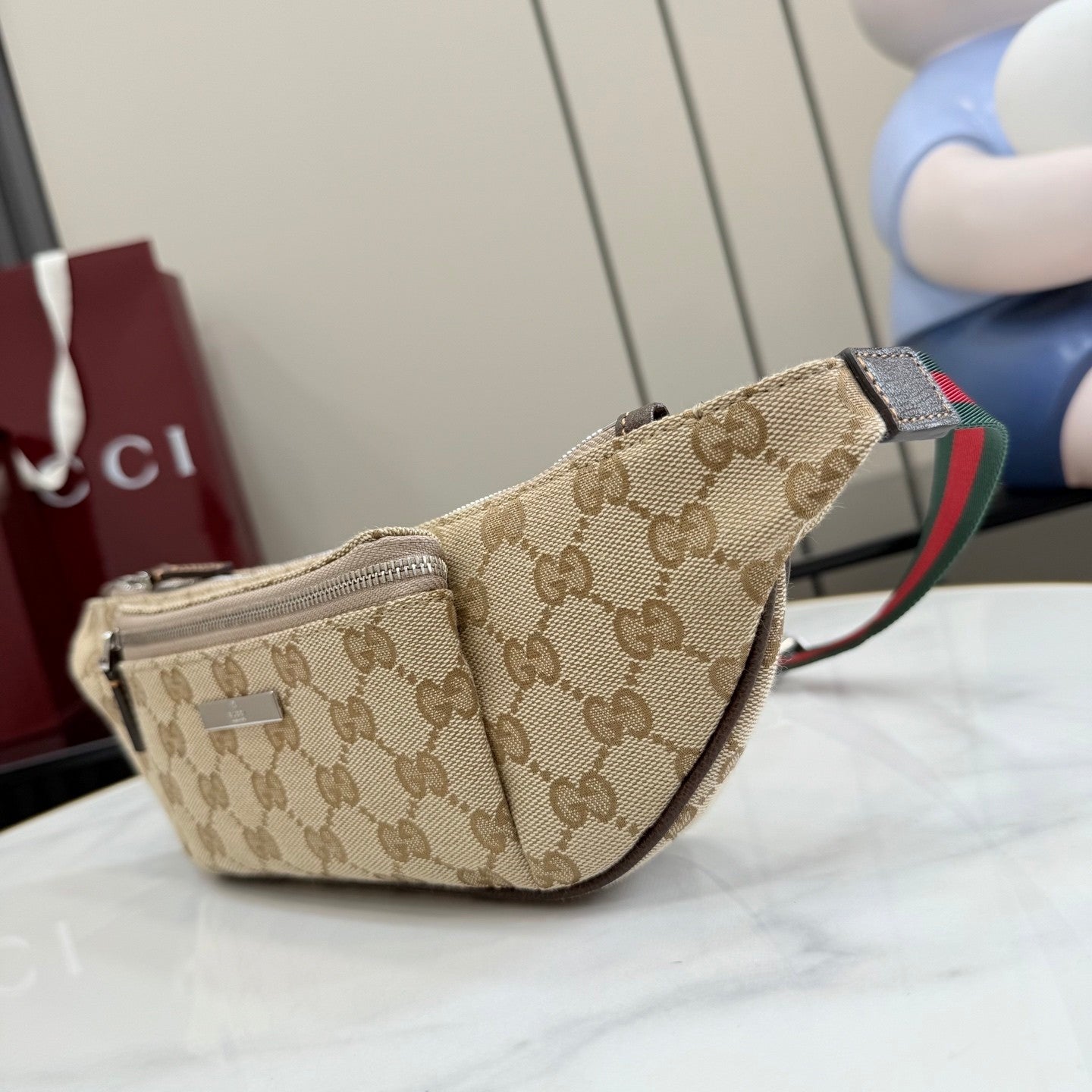 Gucci 2026 Flatpack Belt Bag 20cm Sand mix Brown Canvas Leather