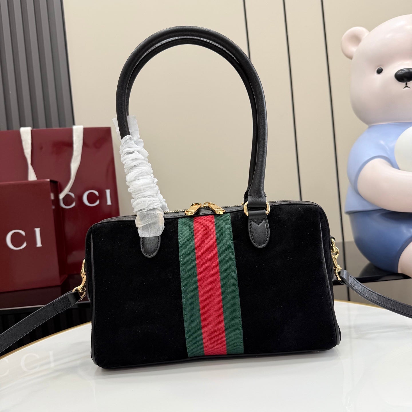Gucci 2026 Borsetto Boston Bag Suede Leather